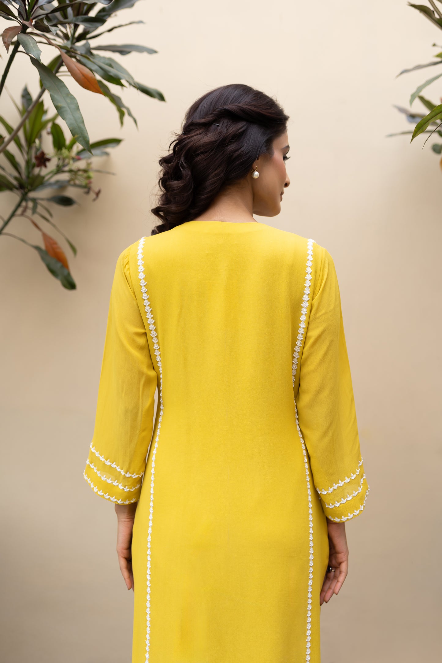 Mustard Georgette kali kurta with pants and dupatta