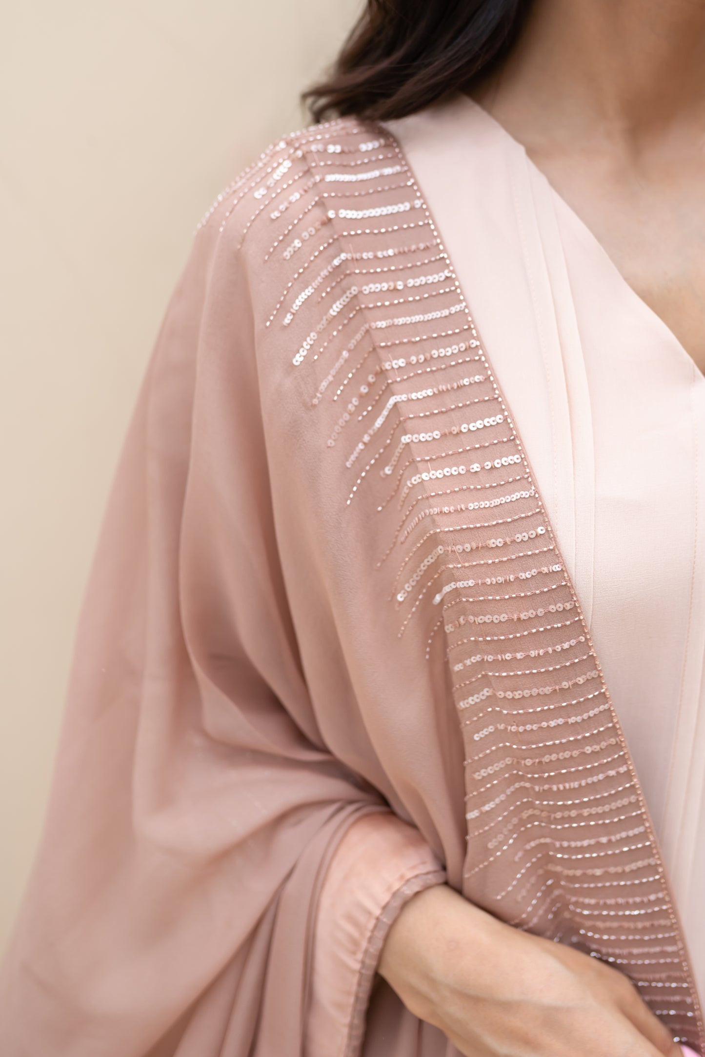 Pastel Brown Ombre Georgette kurta with pintucks