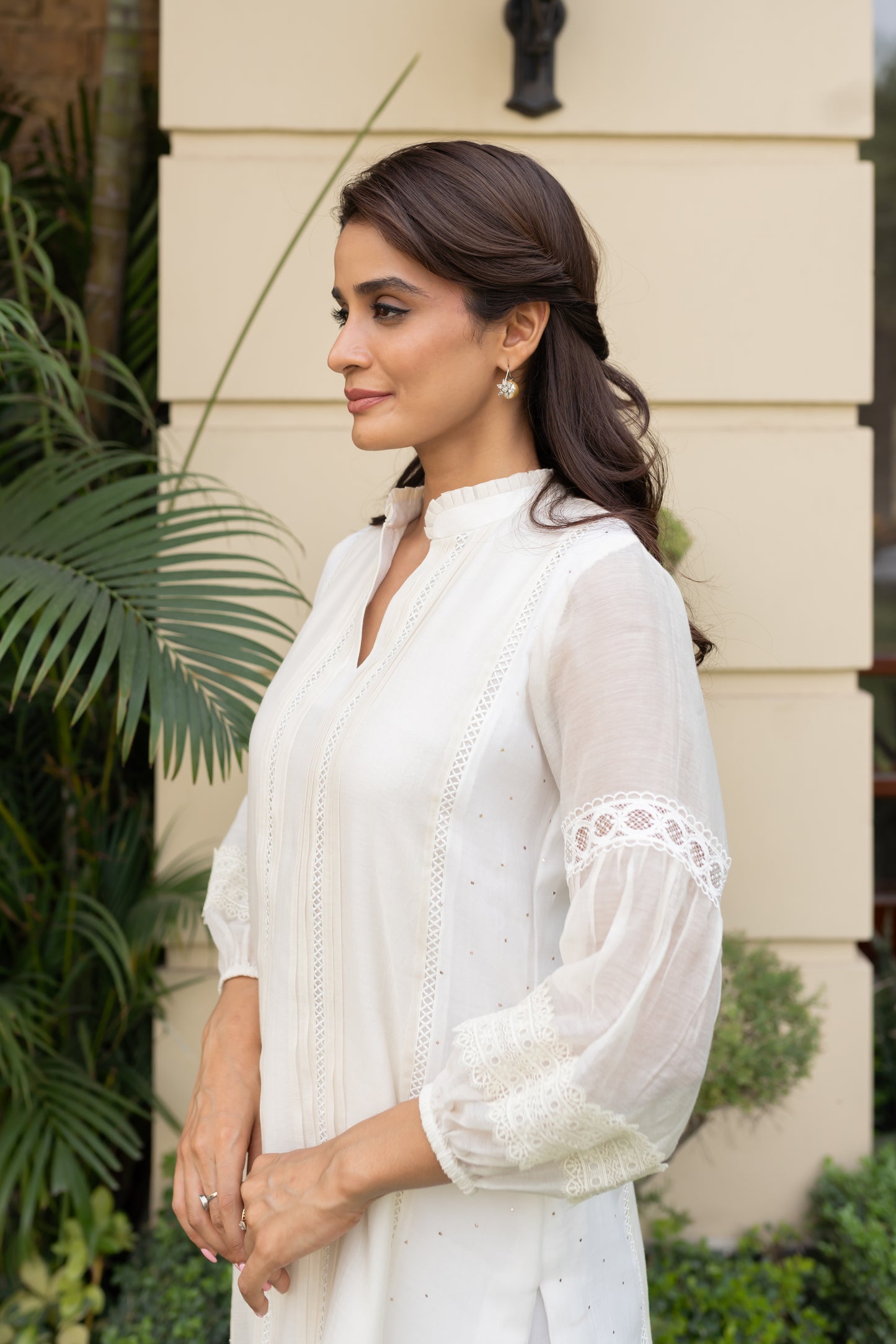 Ivory Mul tunic with pintucks
