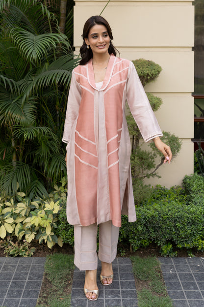 Nude & Salmon Pink color blocked Jacket