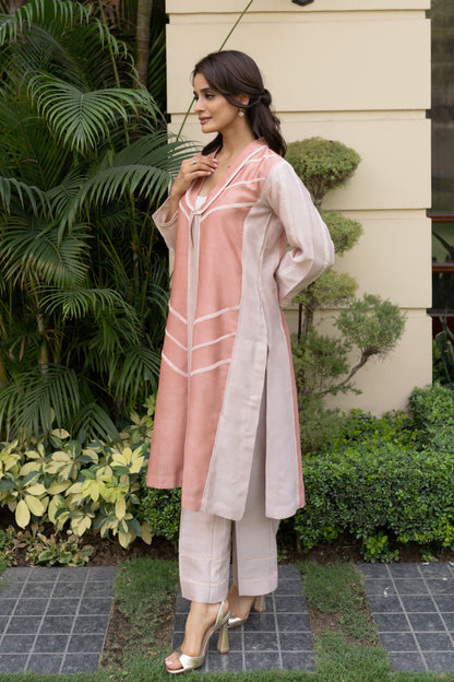 Nude & Salmon Pink color blocked Jacket