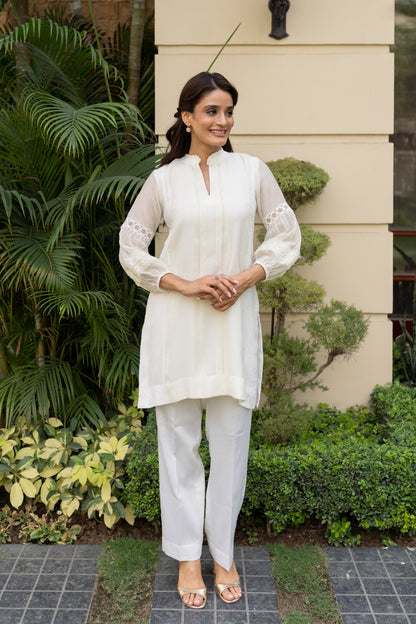 Ivory Mul tunic with pintucks