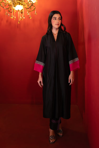 Black Box-Pleated Chanderi Kurta Set