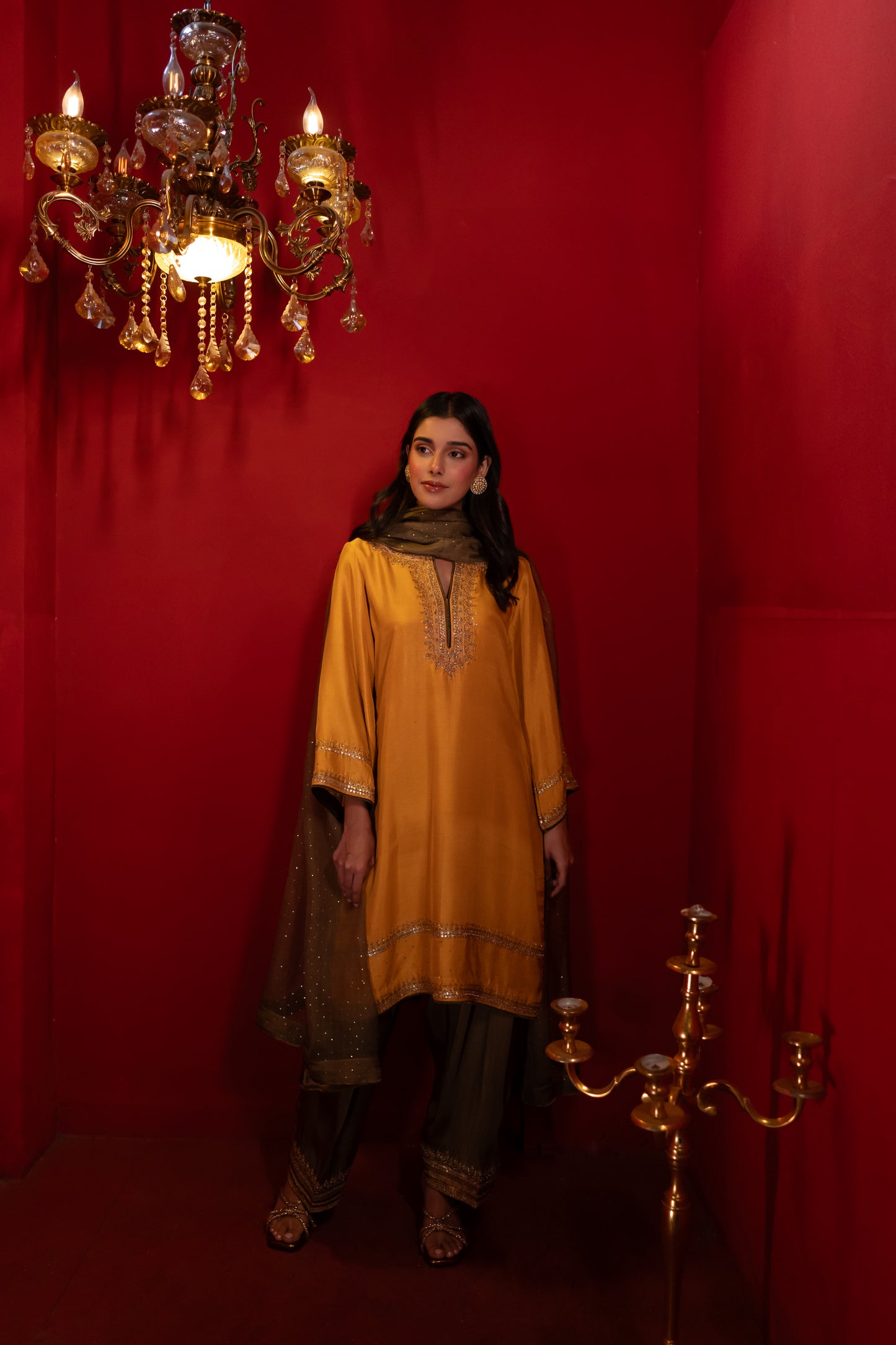 Sunglow Mustard Dupion Kurta Set